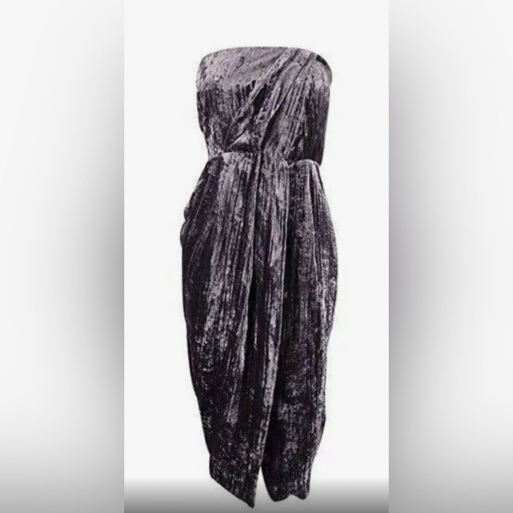 **Rachel Roy** Gray/Silver Crished Velvet Strapless Dress
